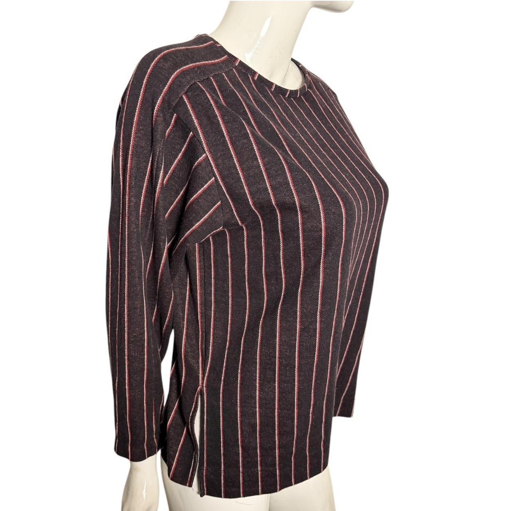 Zara Black and red pin striped knit long sleeve sweatshirt top